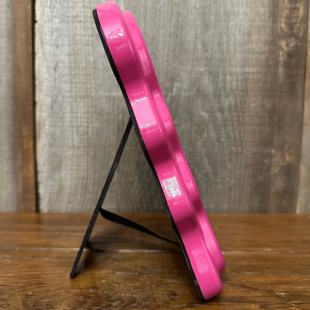 Scalloped Mirror in Hot Pink Wall Hanging or Tabletop - Picture 3 of 13